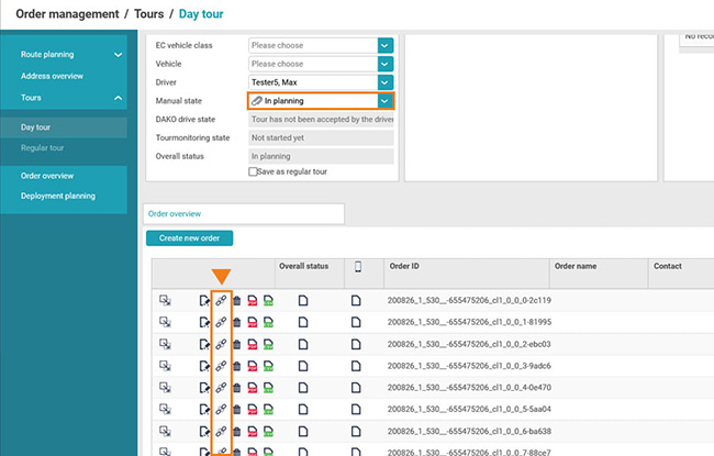 Screenshot TachoWeb detach orders