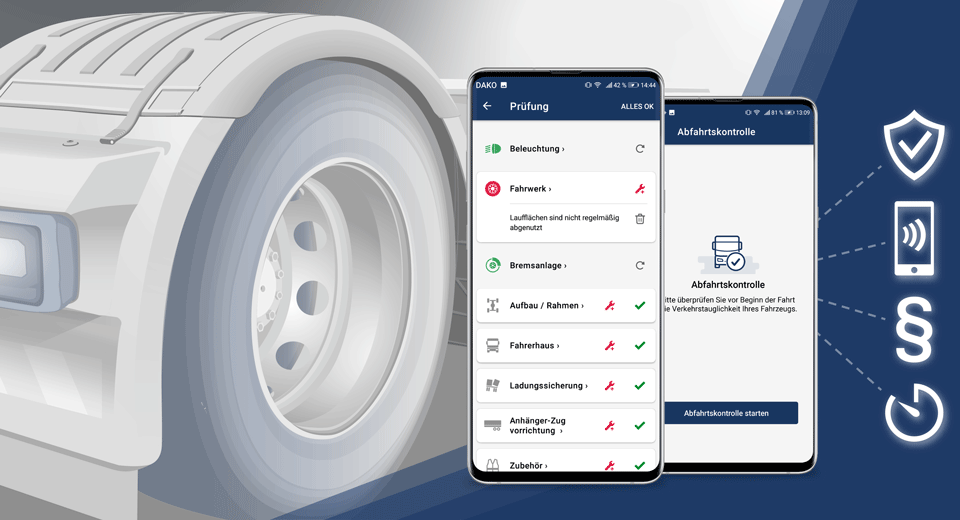 Visualisierung Abfahrtskontrolle per App für LKW