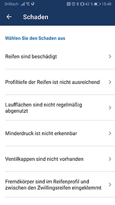 Screenshot der Abfahrtskontrolle in der App DAKO drive