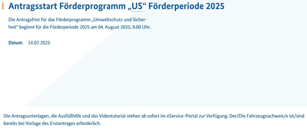De minimis, Antragsstart 2025
