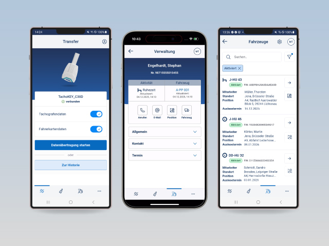 Screenshots der DAKO Fleet App
